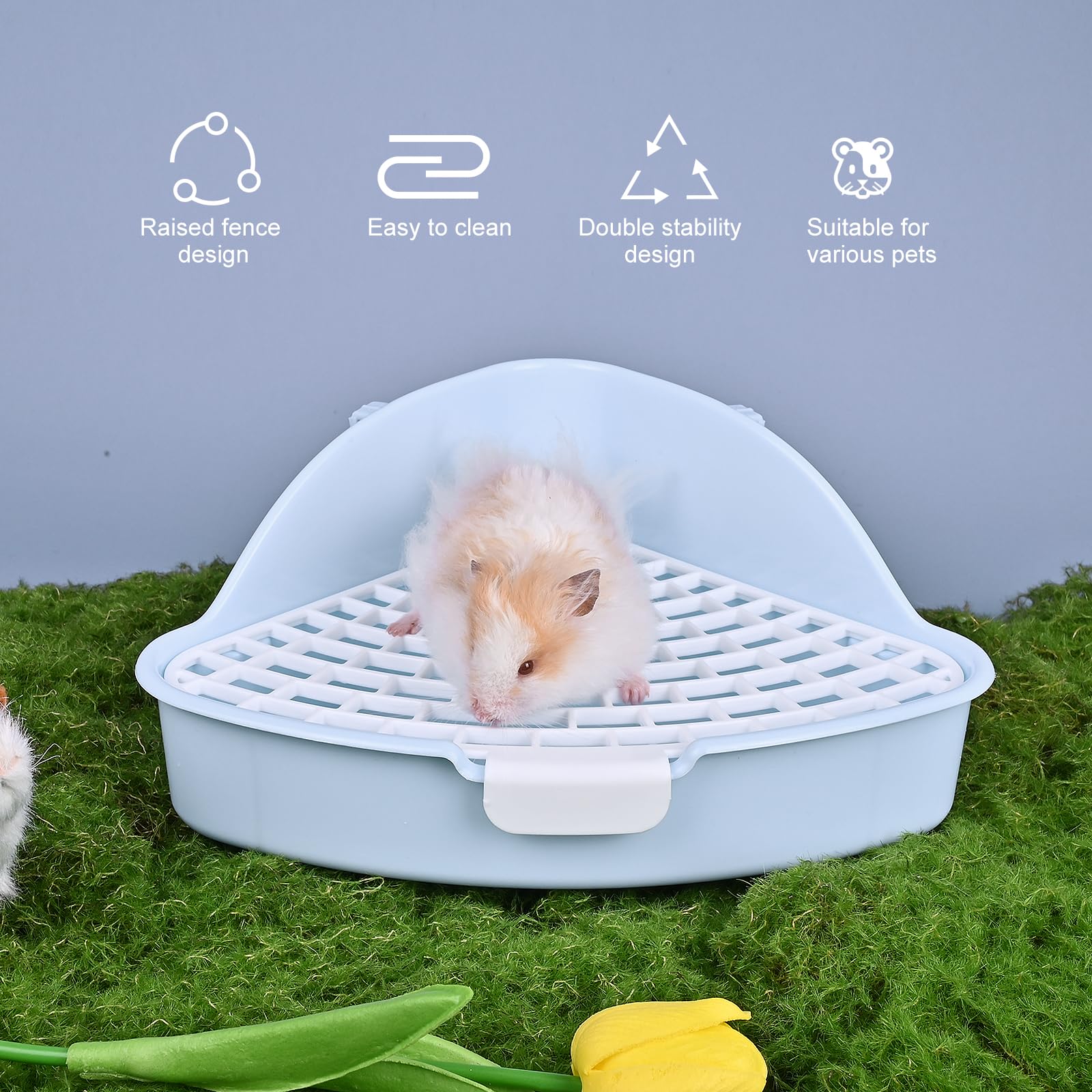 Rubyhome Triangle Rabbit Litter Box Bunny Potty Training Corner Small Animal Toilet Litter Box Pet Toilet Bedding Pee Pan Tray F